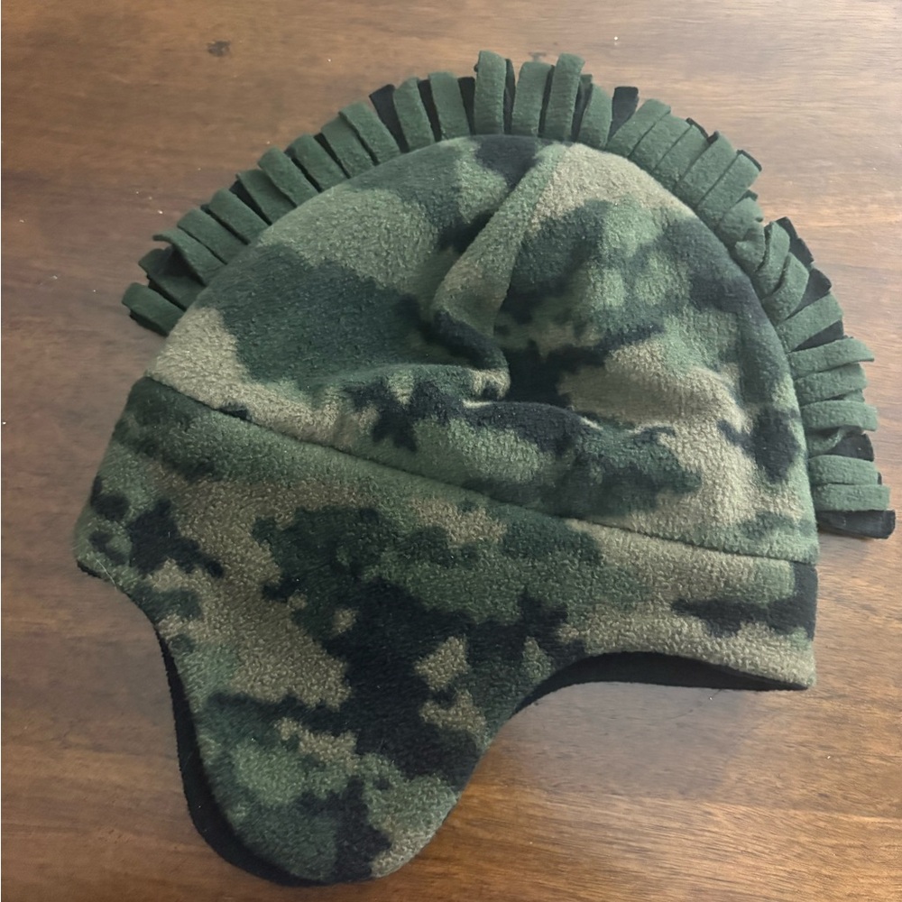 Target Green and Black Camouflage Kids winter fleece hat